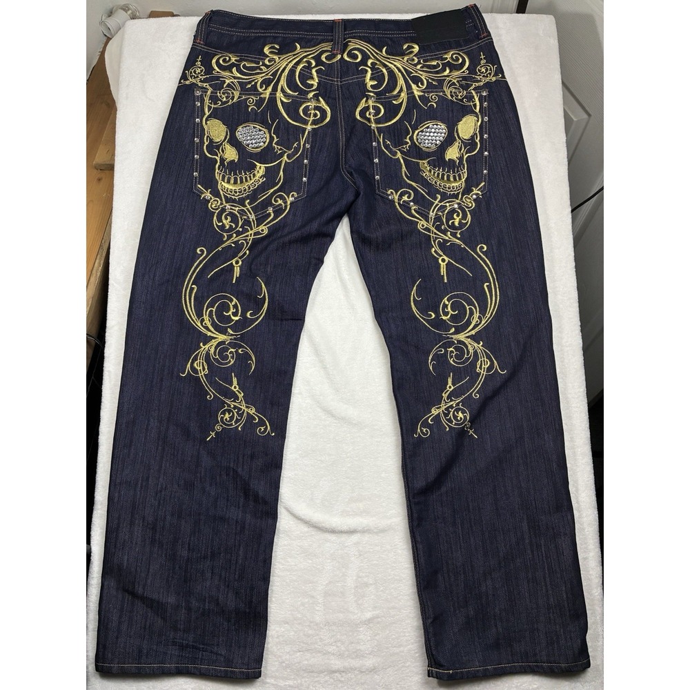 Vintage Y2K Imperious Black Jeans Denim Skate Skulls Baggy Men's Size 40x32